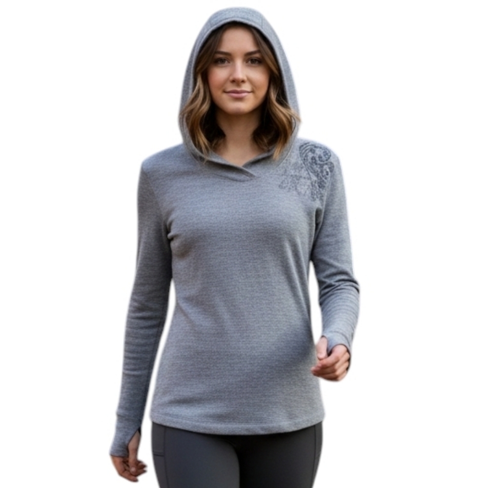 Icebreaker Merino Wool Hoodie Womens Small Grey Pullover Lightweight Outdoor
